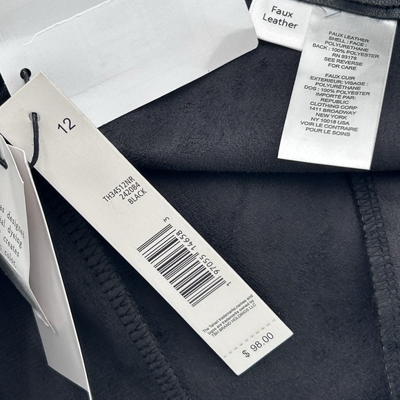 T Tahari Womens Faux Vegan Leather Cropped Wide Leg Pant Black  Sz12 Side Zipper - Picture 5 of 12